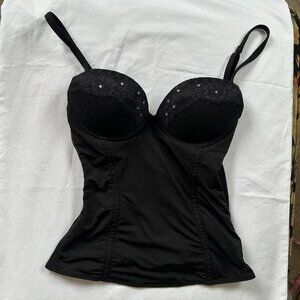 Intimissimi Vintage Black Bedazzled corset lingerie top 32 bust